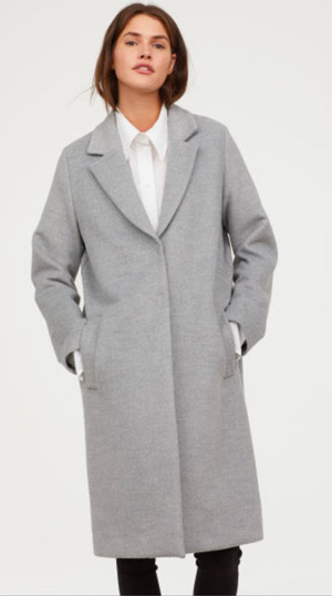 manteau long gris h&m
